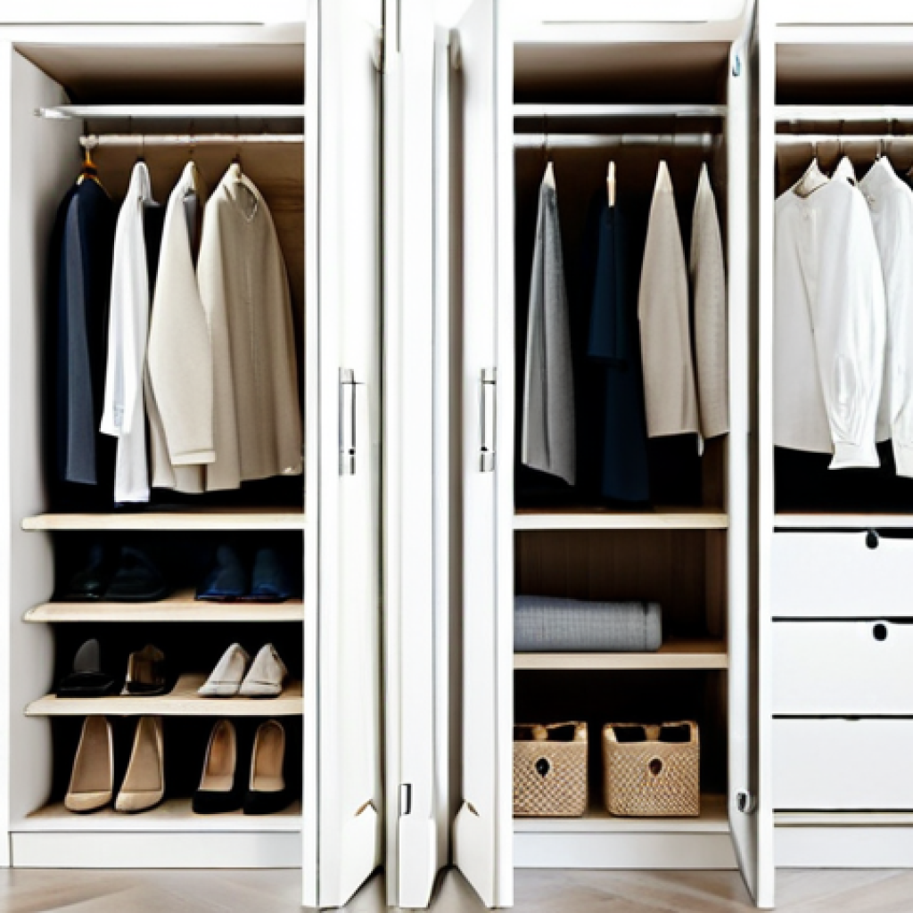 미니멀 워드로브에서 발견한 패션의 아름다움 - **
"A bright, airy closet containing only a few essential, well-cared-for pieces of clothing. Neutr...